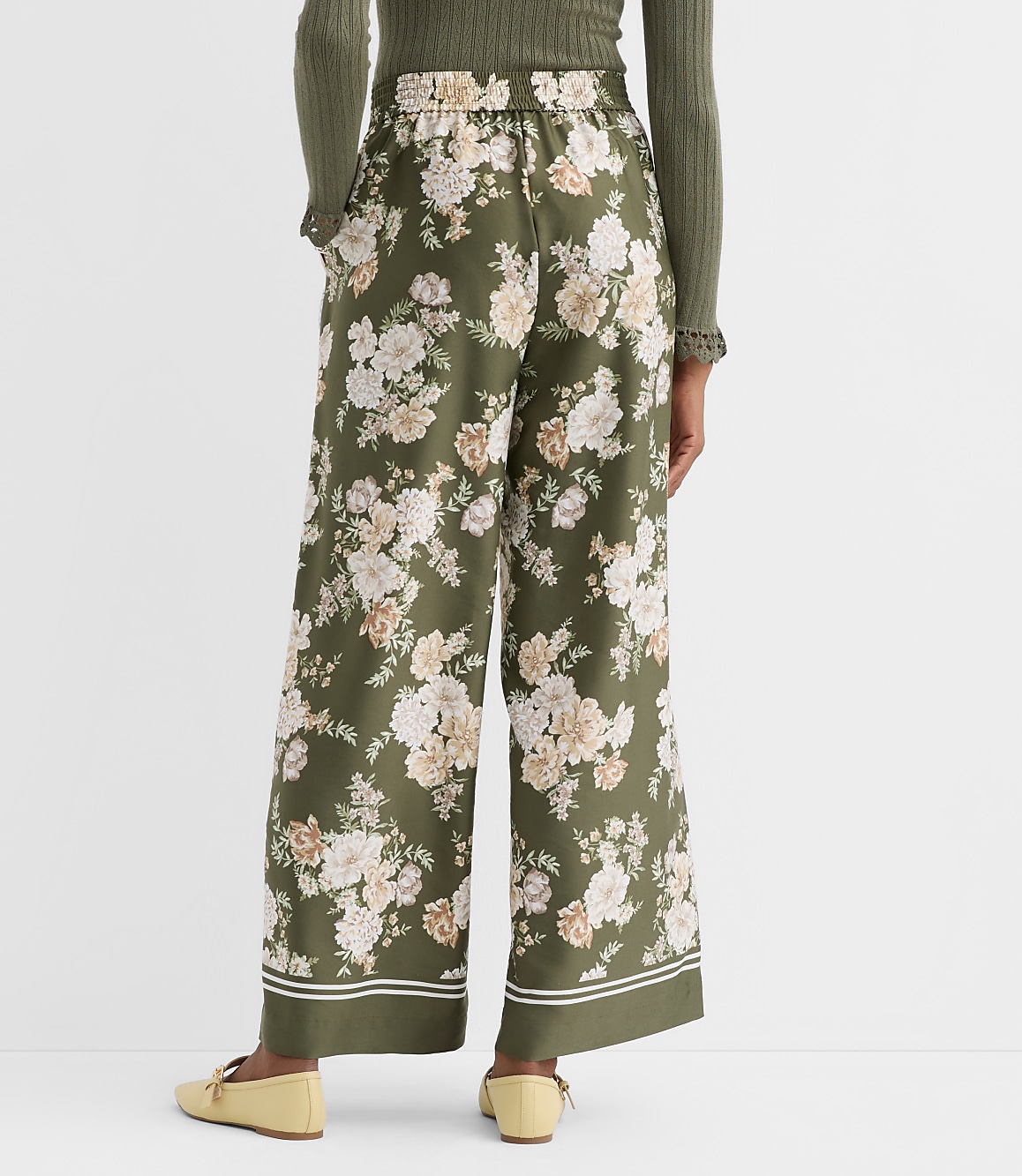 Petite Pull On Wide Leg Pants in Floral