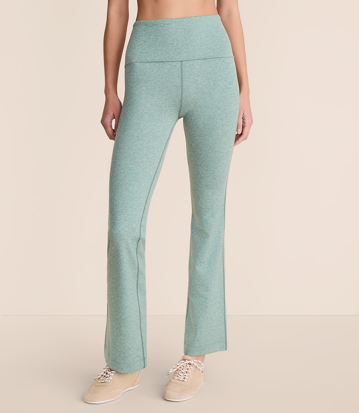 Petite Lou & Grey Heathered Brushedsoft Foldover Flare Pants