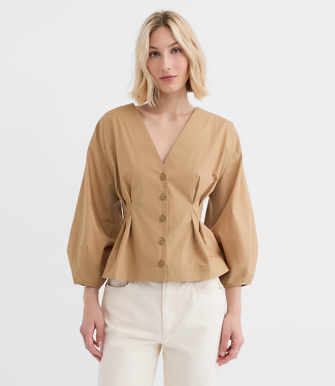 Petite Poplin Cinched Back Shirt