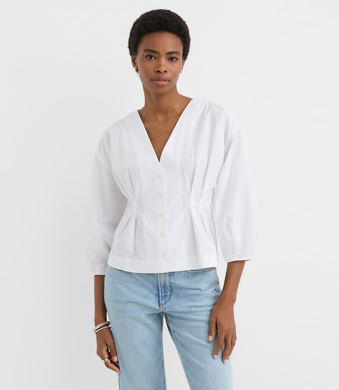 Petite Poplin Cinched Back Shirt