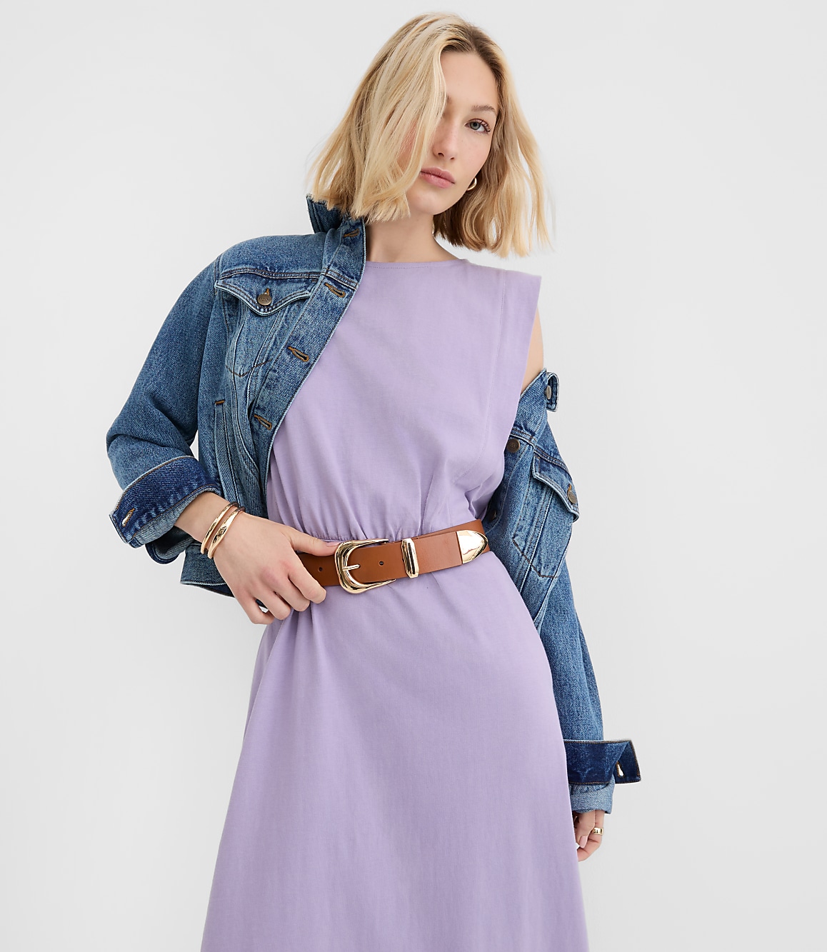 Petite Side Paneled Midi Pocket Dress