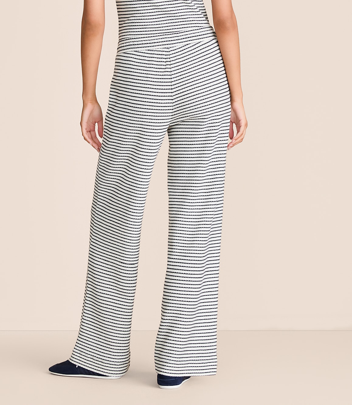 Petite Stripe Textured Wide Leg Pants