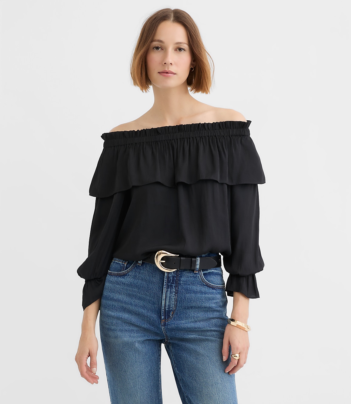 Petite Ruffled Off The Shoulder Blouse