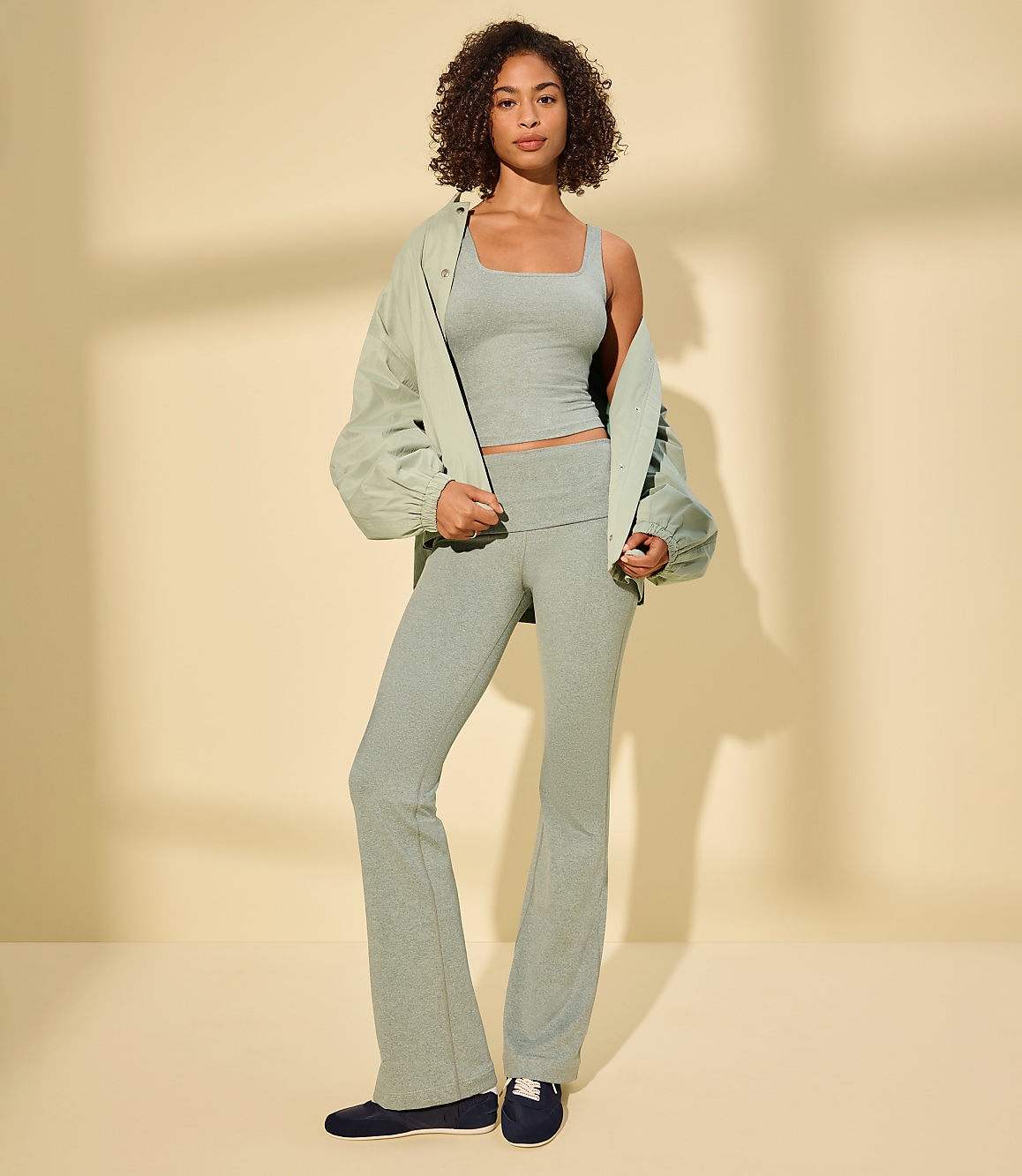 Lou & Grey Heathered Brushedsoft Foldover Flare Pants