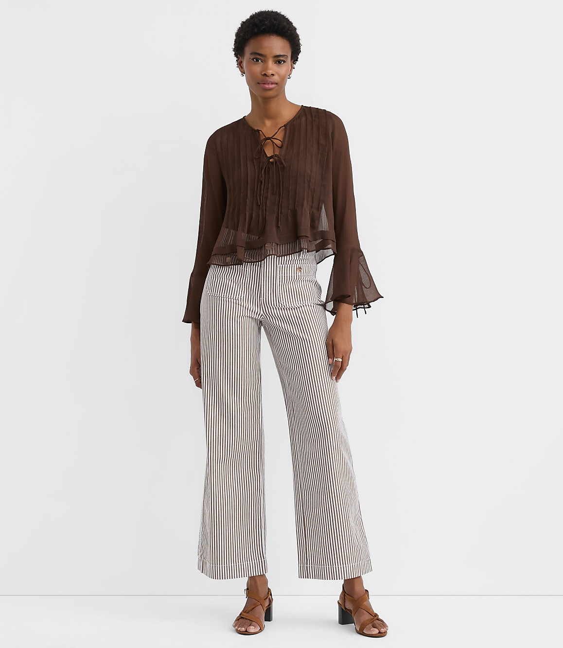 Tall Palmer Wide Leg Crop Pants in Stripe