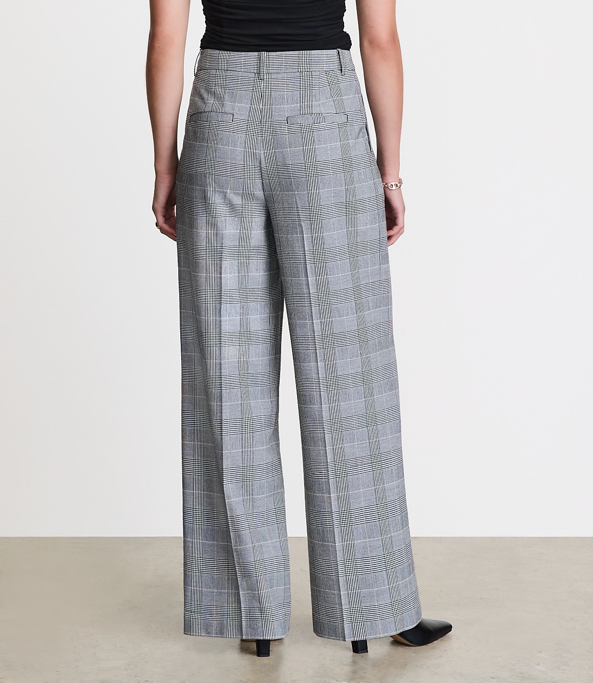LOFT Versa Seasonless Stretch Double Pleat Wide Leg Pants in Plaid