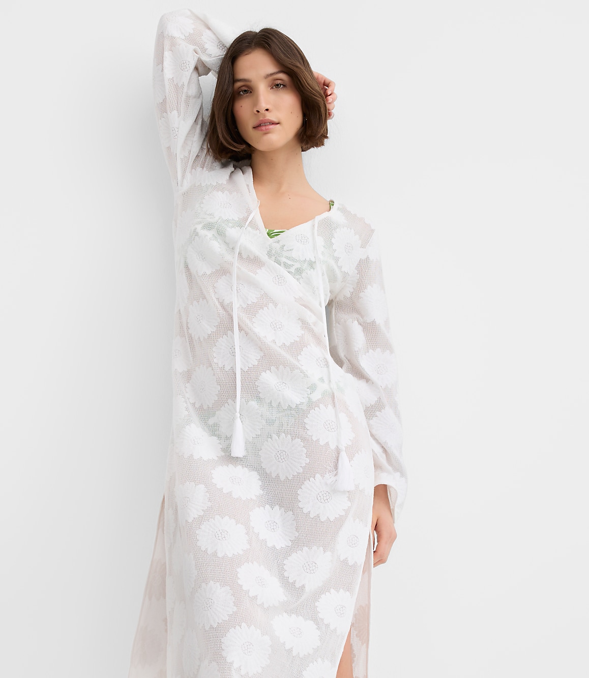 LOFT Beach Daisy Mesh Jacquard Maxi Swimsuit Coverup