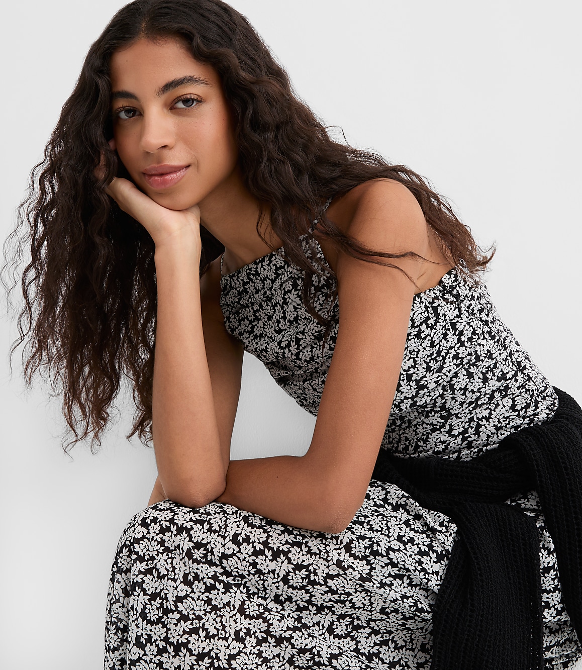 Tall Floral Ruched Apron Neck Midi Dress