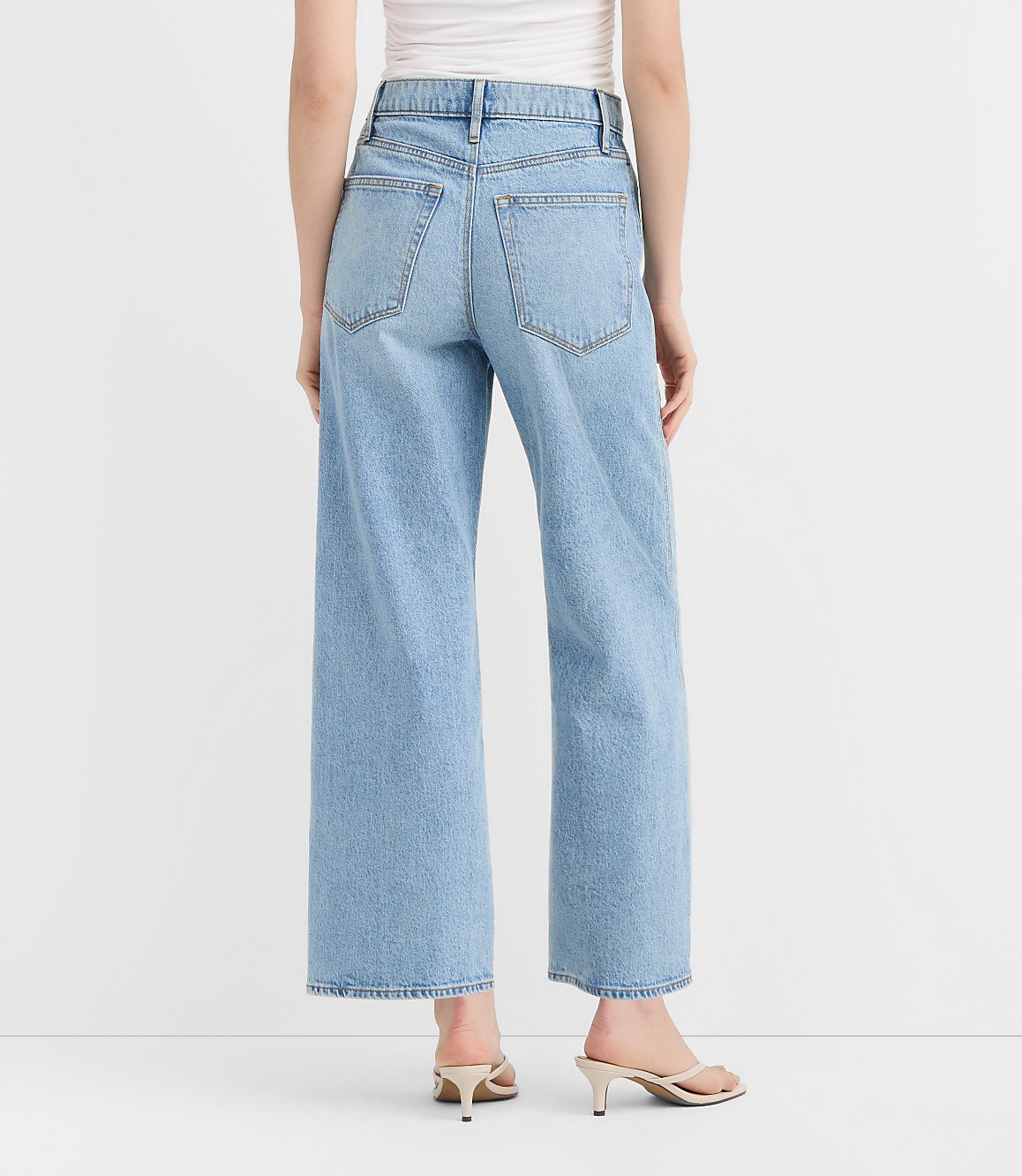 Rivete Twist Seam High Rise Wide Leg Crop Jeans in Original Medium Stone Wash