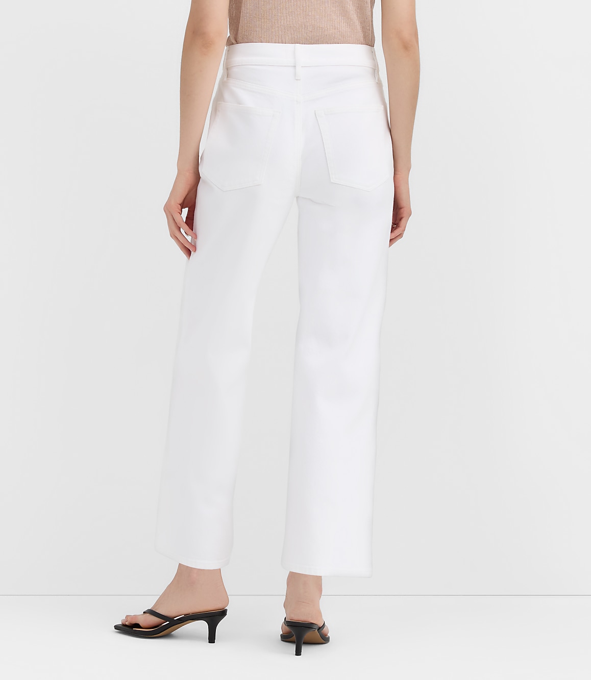 Rivete Petite Curvy High Rise Wide Leg Crop Jeans in White