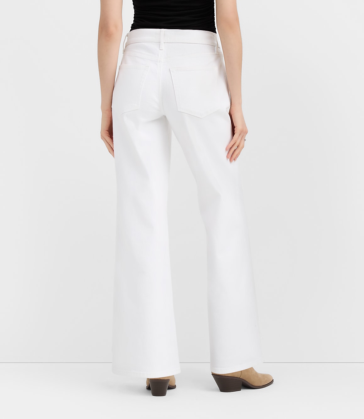 Rivete Curvy Mid Rise Wide Leg Jeans in White
