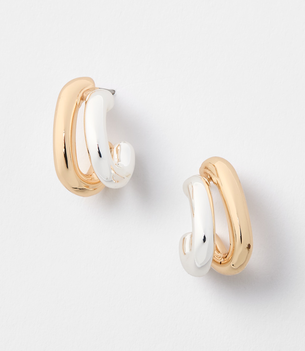 Mixed Metal Open Hoop Earrings