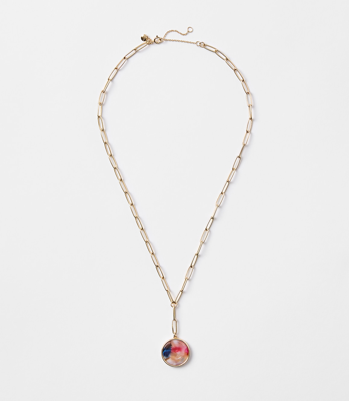 Multicolored Tortoiseshell Print Chain Link Necklace