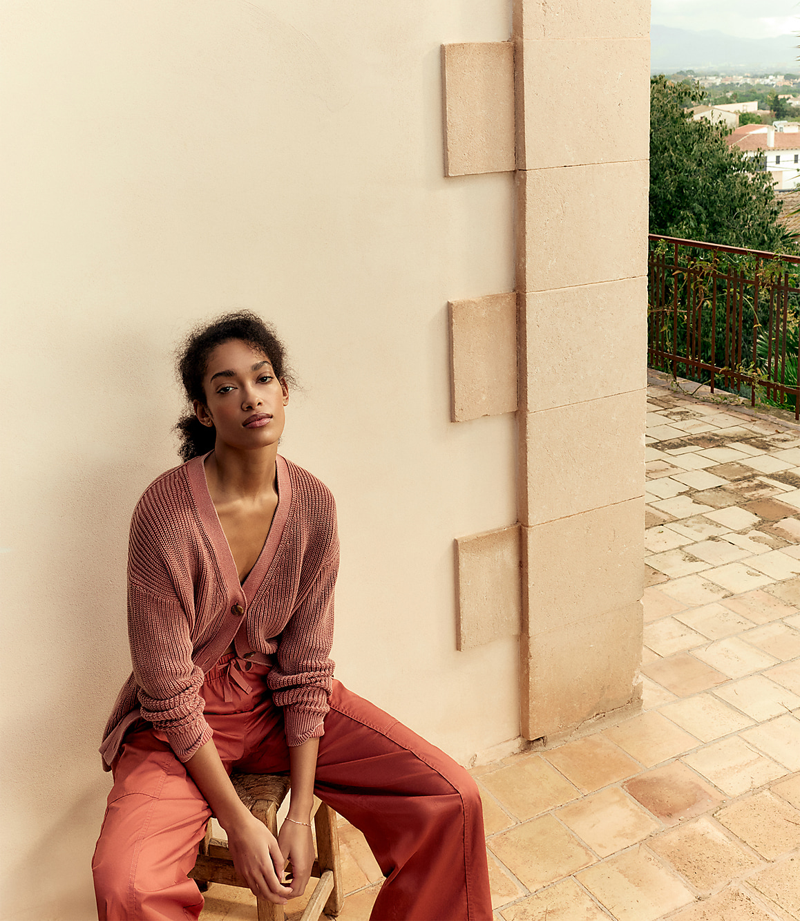 Haven Well Within Garment-Dyed Organic Cotton Shaker Stitch Cardigan