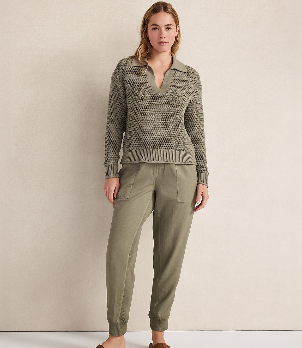Haven Well Within Cotton Wave Stitch Johnny Collar Sweater