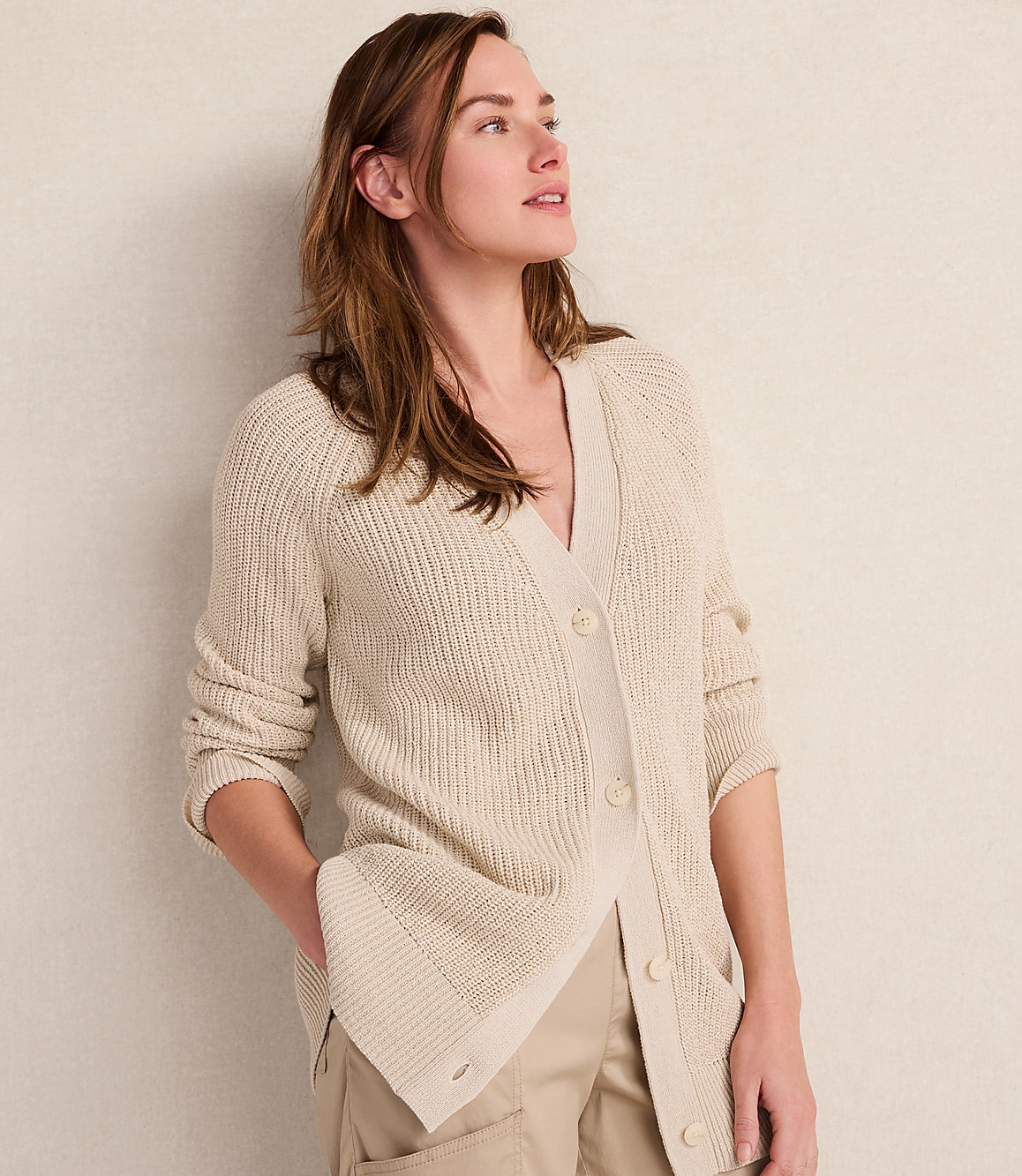 Haven Well Within Linen Tape Yarn Button-Up Cardigan