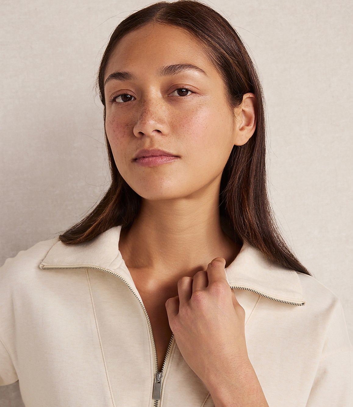 Haven Well Within Botanical-Dyed Organic Cotton Interlock Half-Zip Top