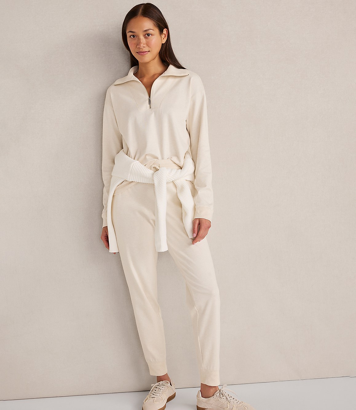Haven Well Within Botanical-Dyed Organic Cotton Interlock Half-Zip Top