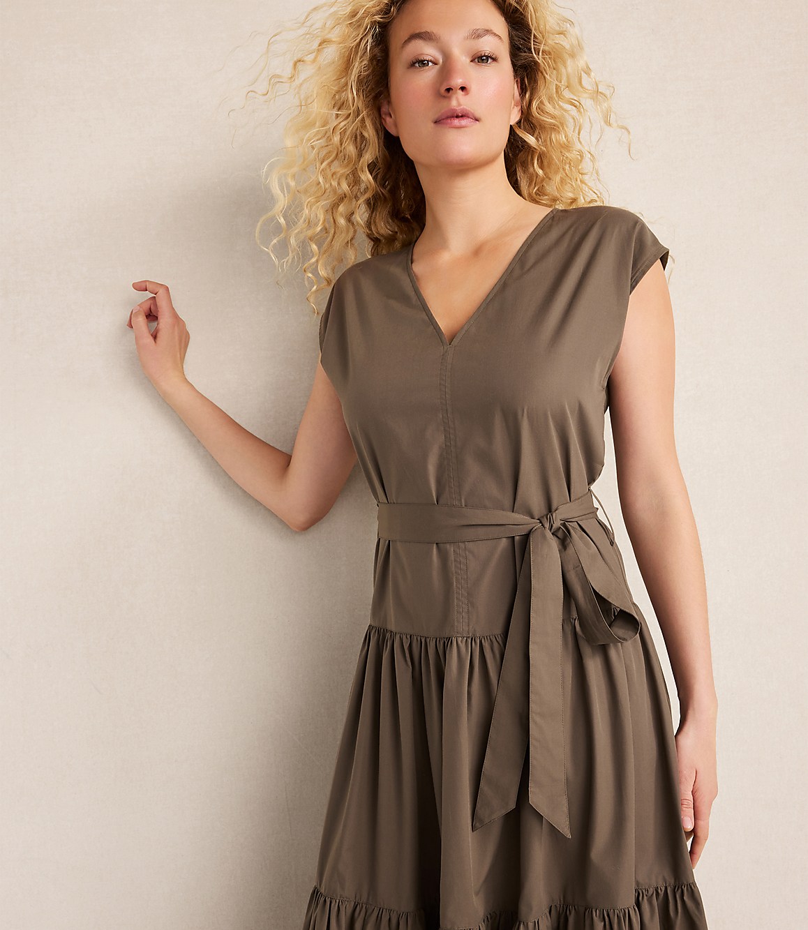 Haven Well Within Organic Cotton Poplin Tiered Midi Dress