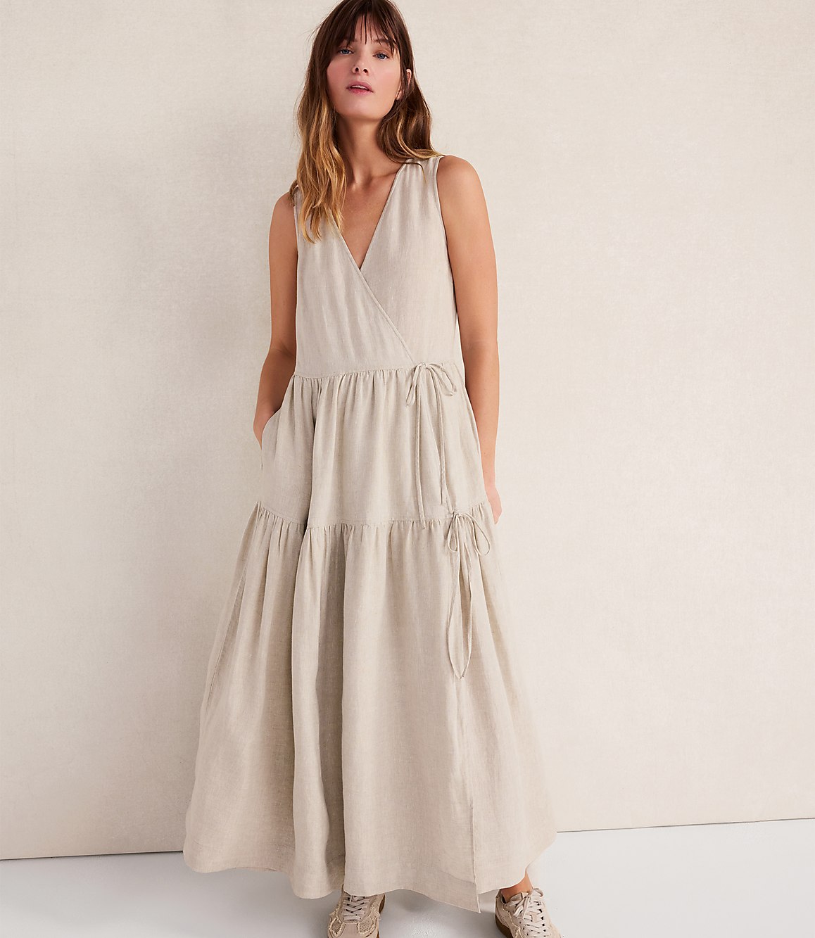 Haven Well Within Everweave Linen Tiered Wrap Dress