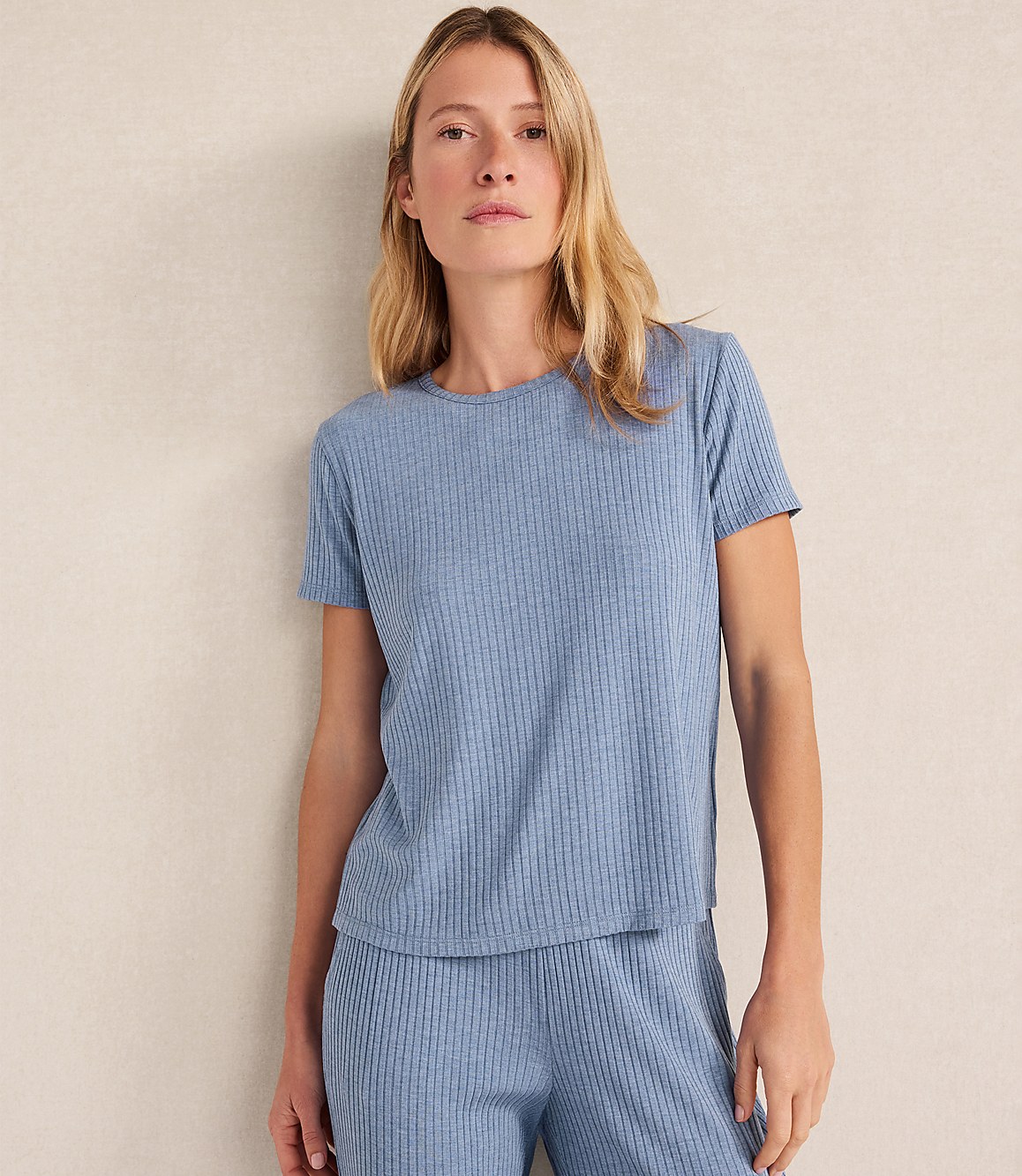 Haven Well Within Drapey Rib Knit Short Sleeve Crewneck