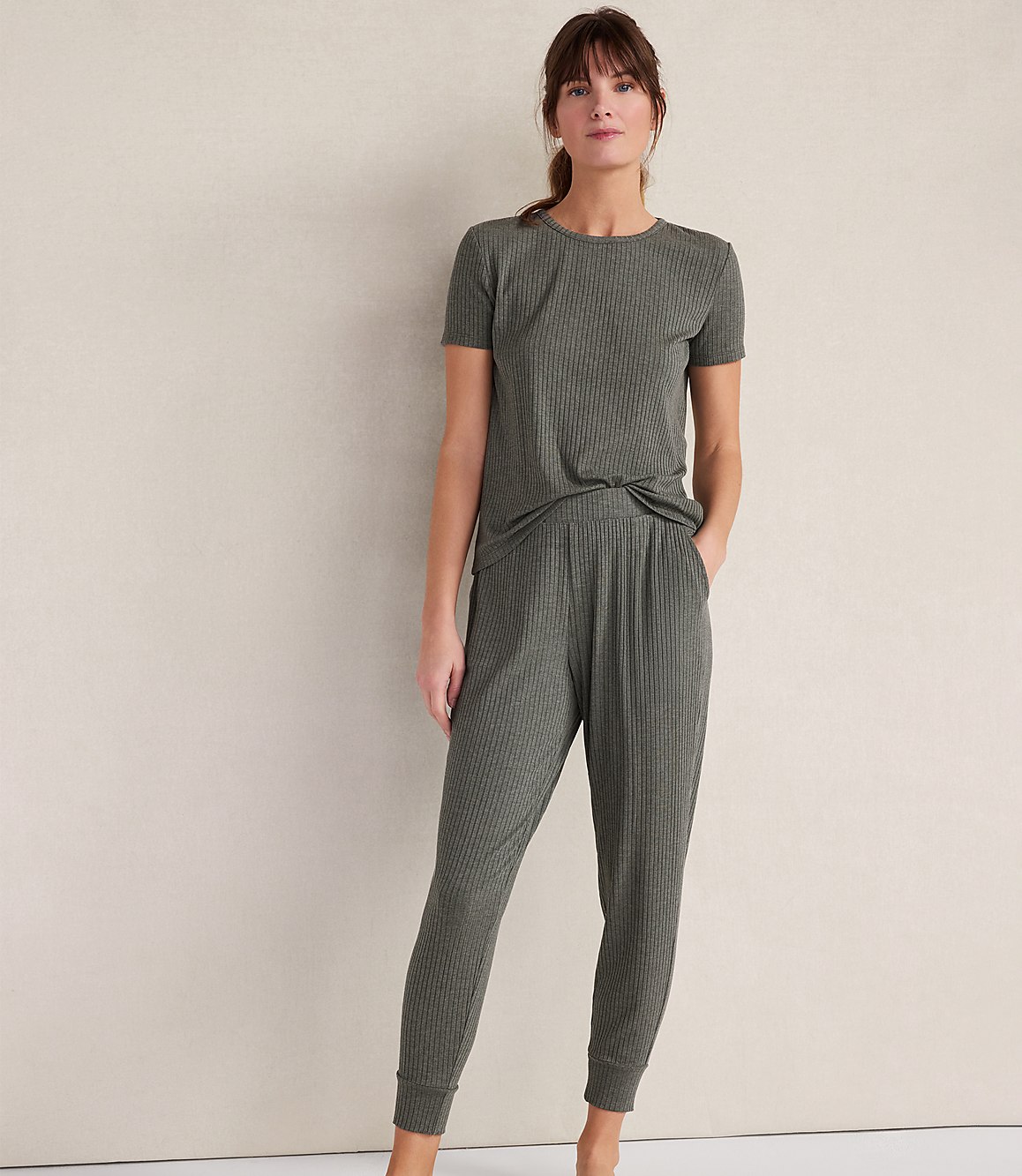Haven Well Within Drapey Rib Knit Short Sleeve Crewneck