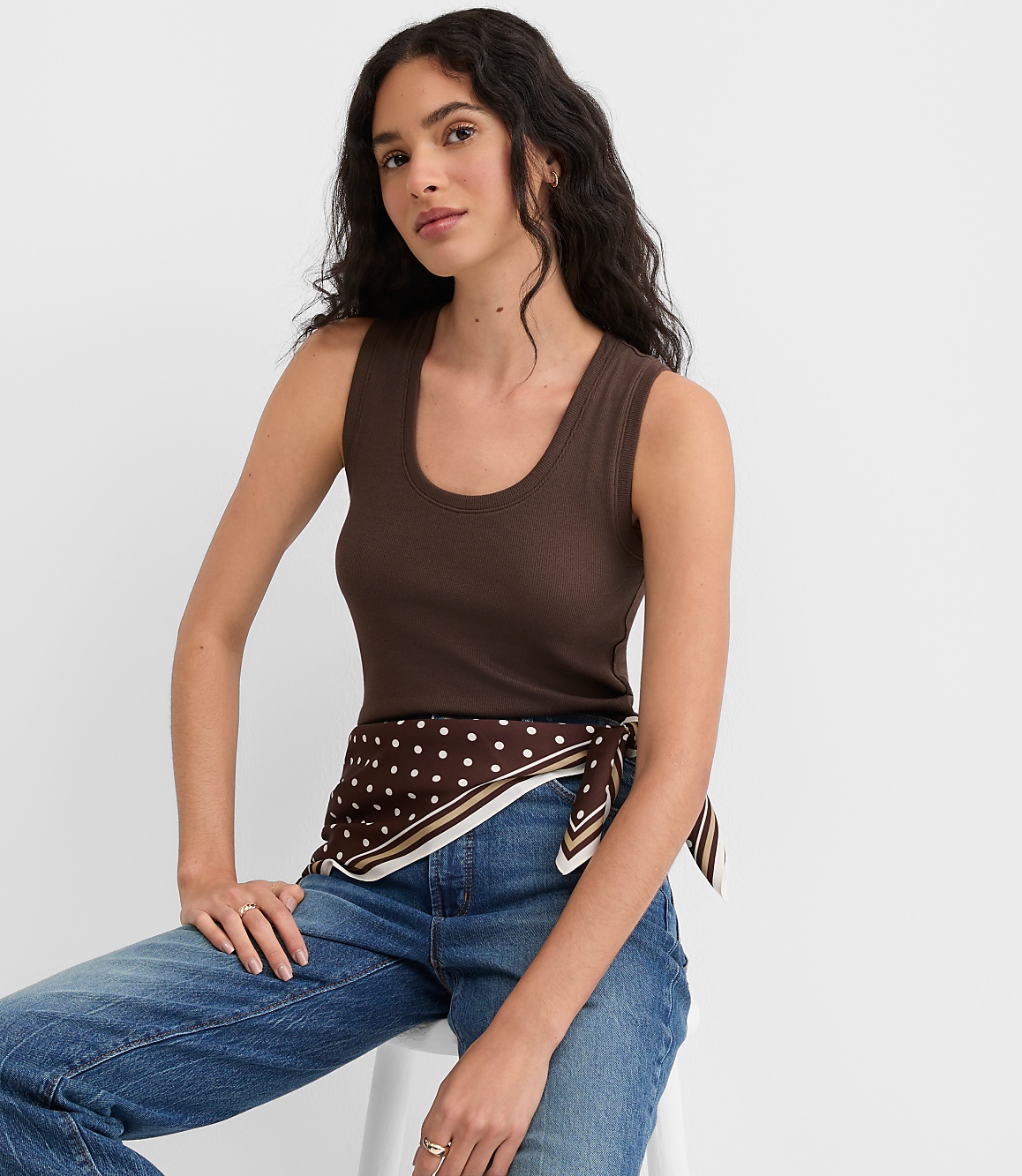 Petite Perfect Ribbed Scoop Neck Tank Top