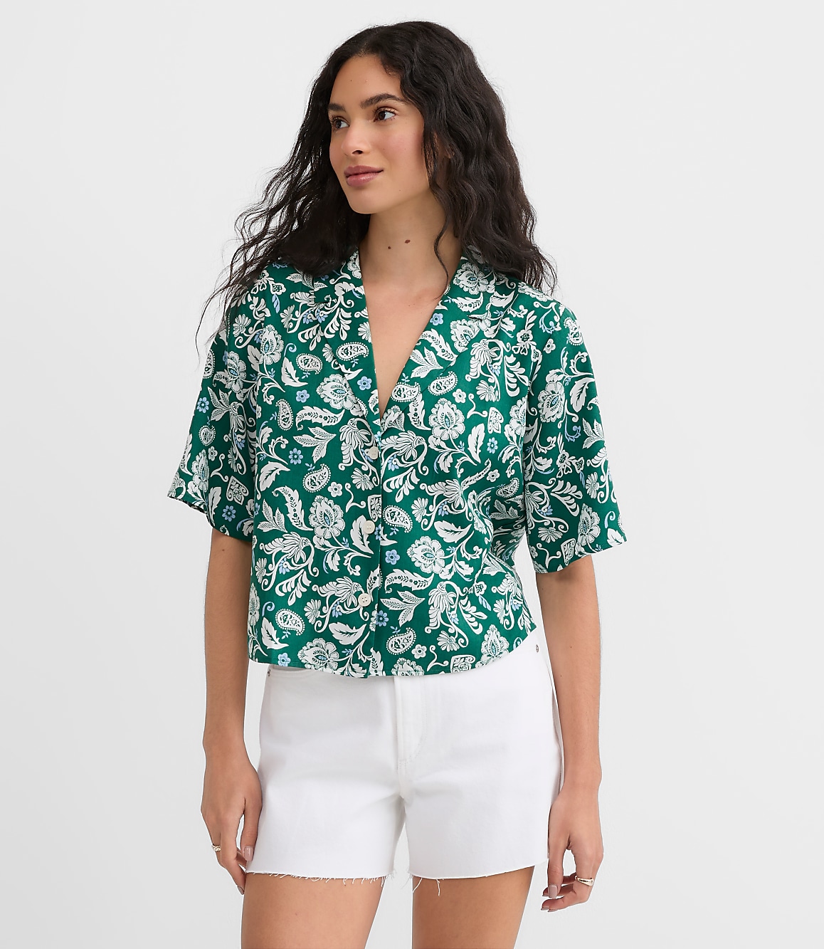 Petite Floral Twill Relaxed Everyday Shirt