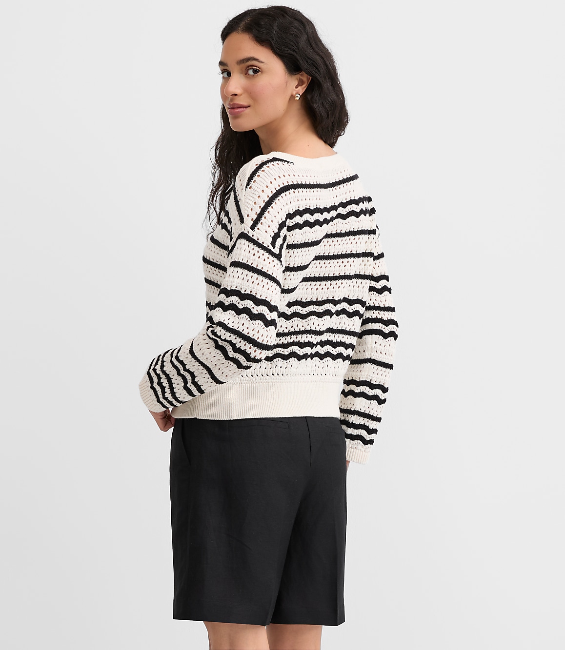 Petite Stitchy Boatneck Sweater