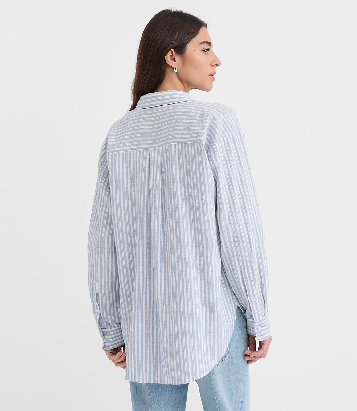 Striped Linen Cotton Everyday Oversized Pocket Shirt