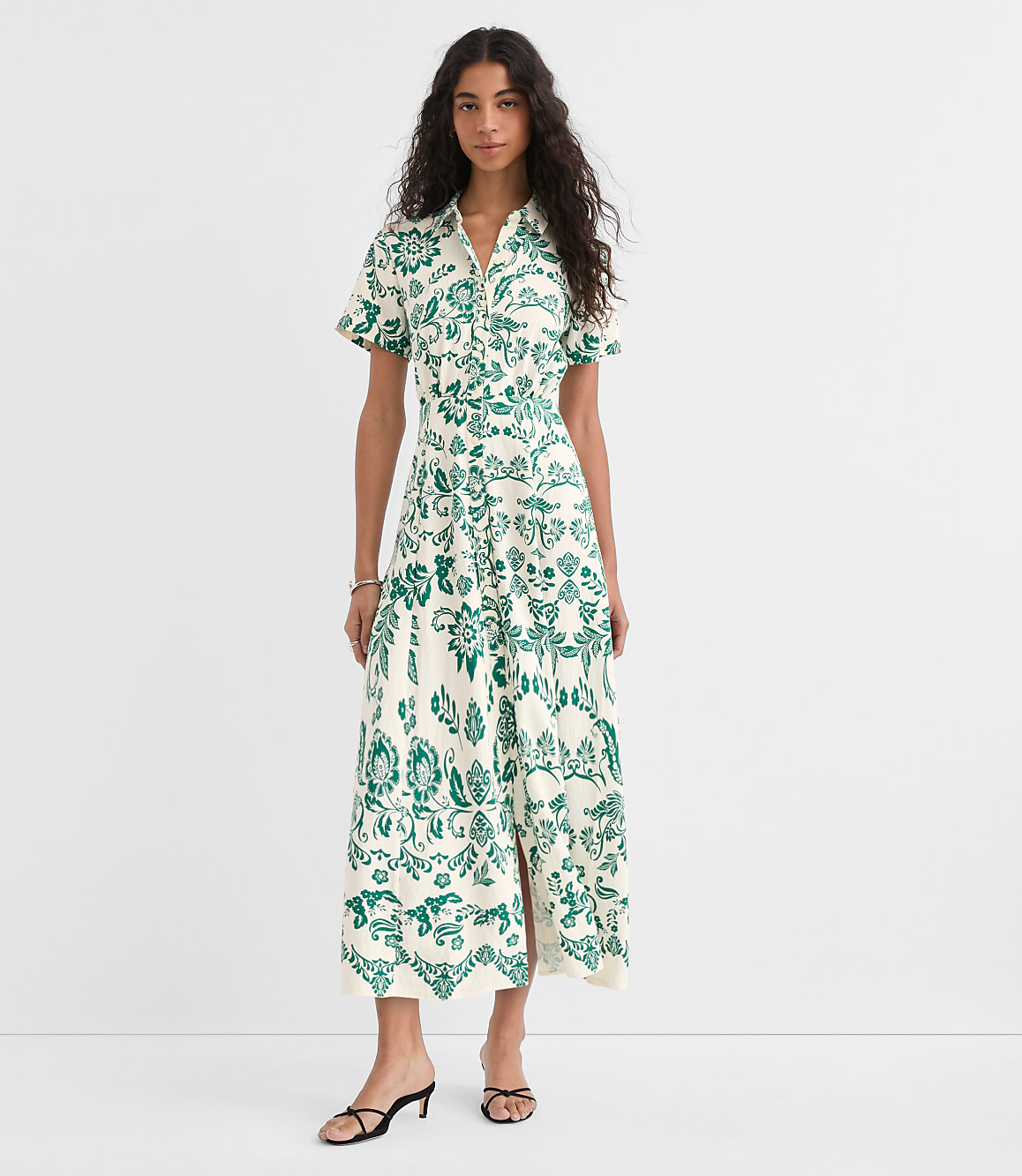 Floral Seamed Maxi Shirtdress