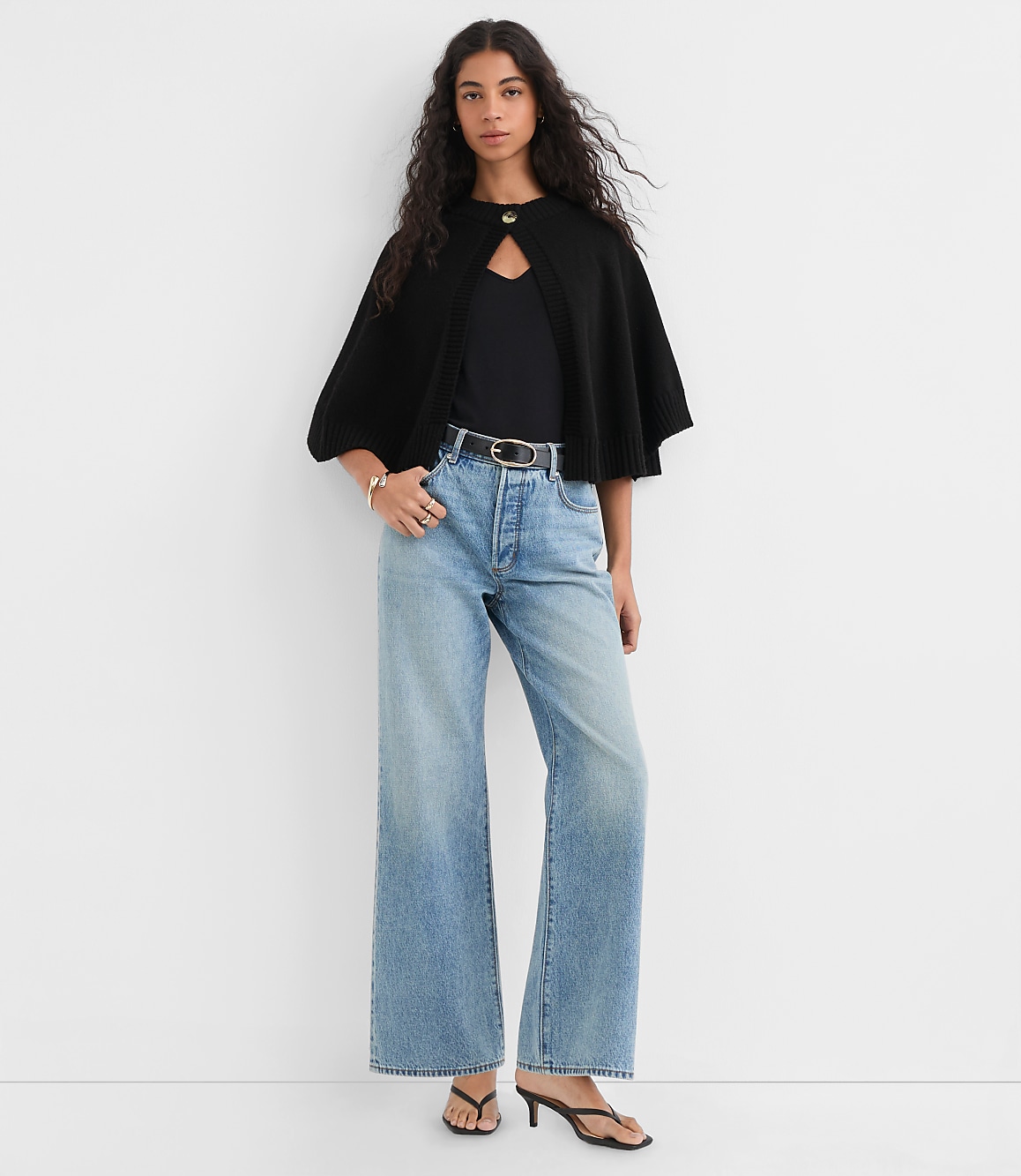 Button Cape Sweater