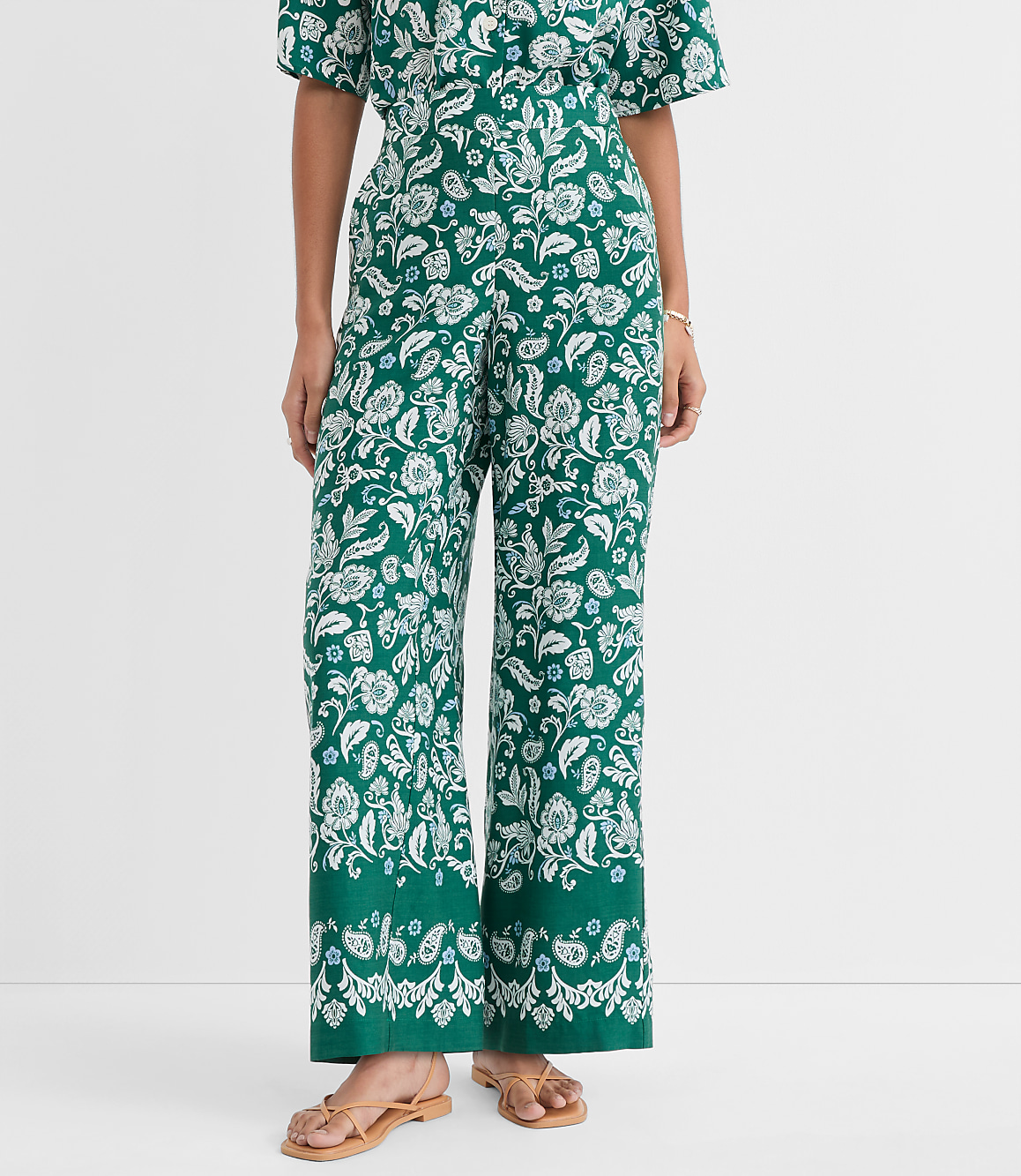 Fluid Pull On Wide Leg Pants in Floral Twill