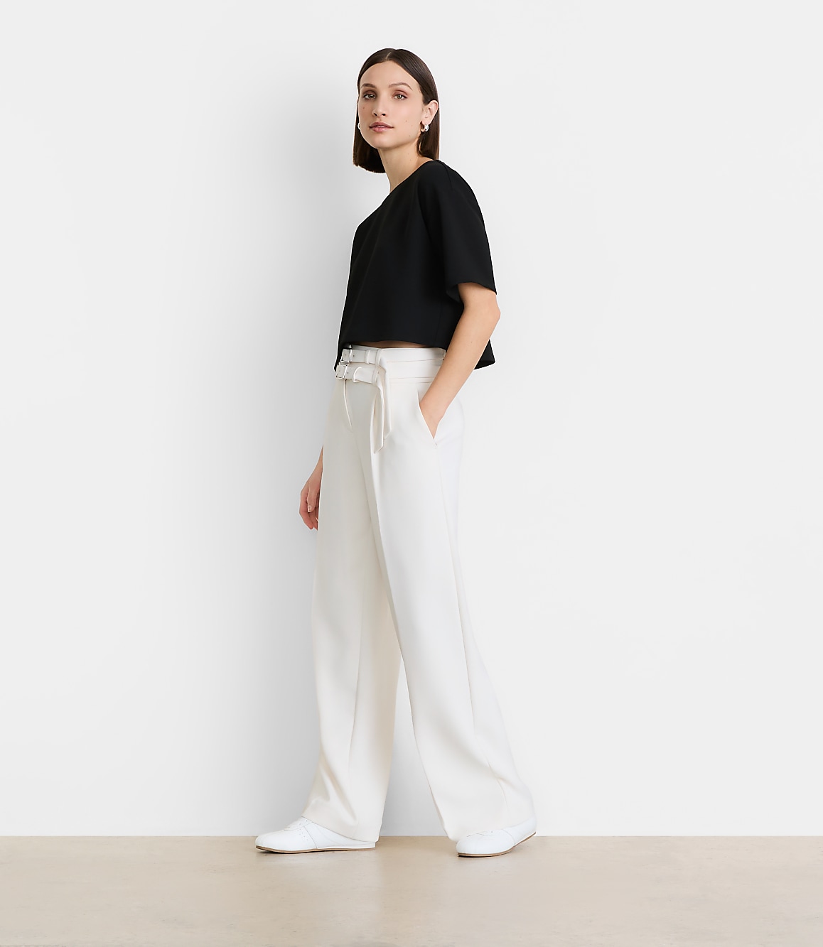 Petite LOFT Versa Crepe Drape Relaxed Tee