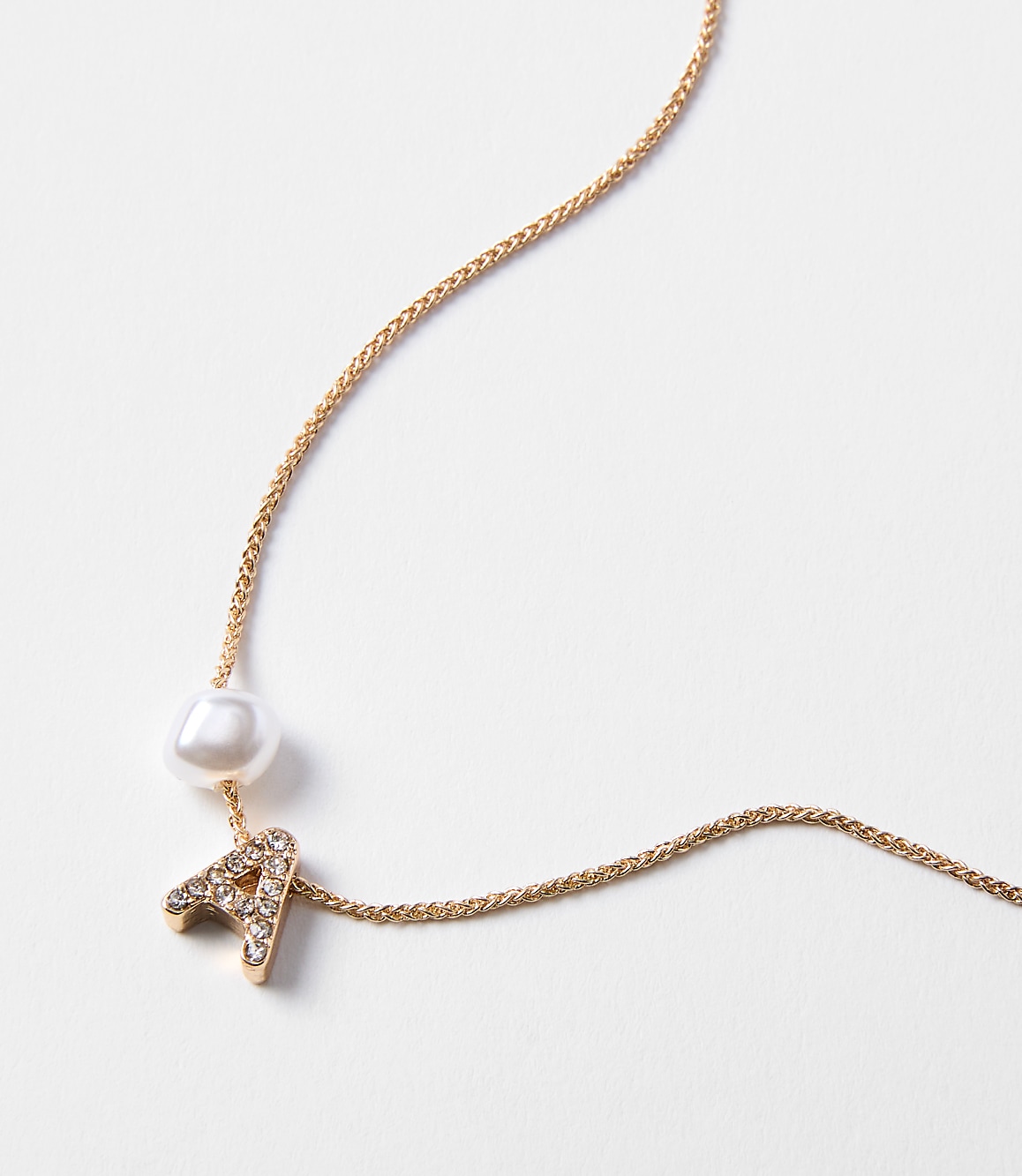 Pearlized Pave Initial Necklace