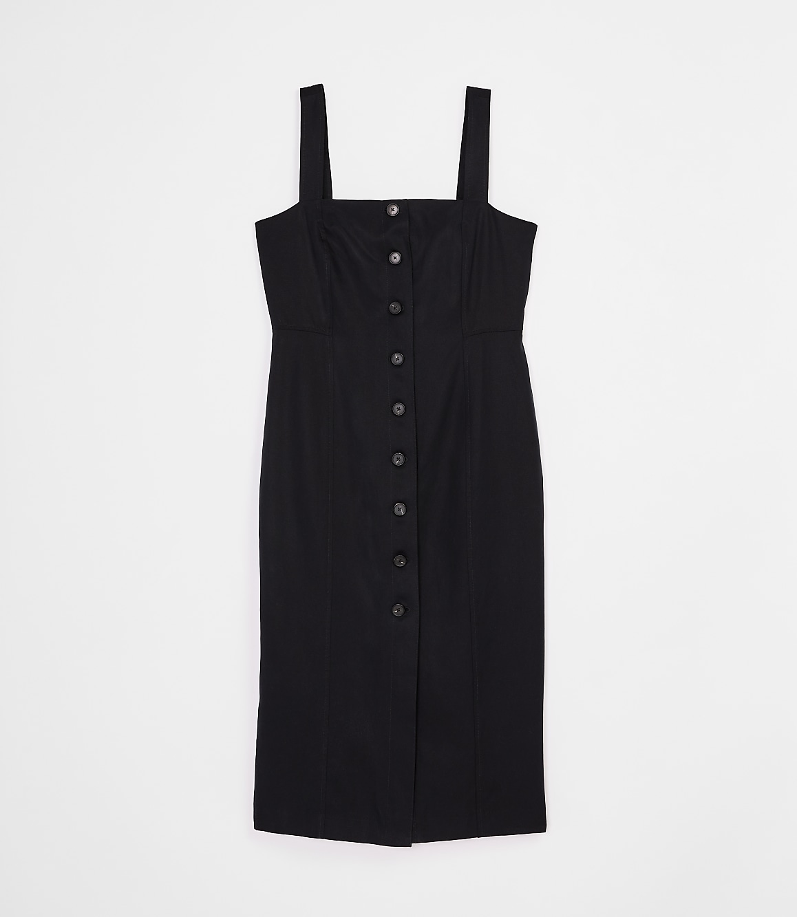 Petite LOFT Versa Pure Spun Strappy Button Midi Dress