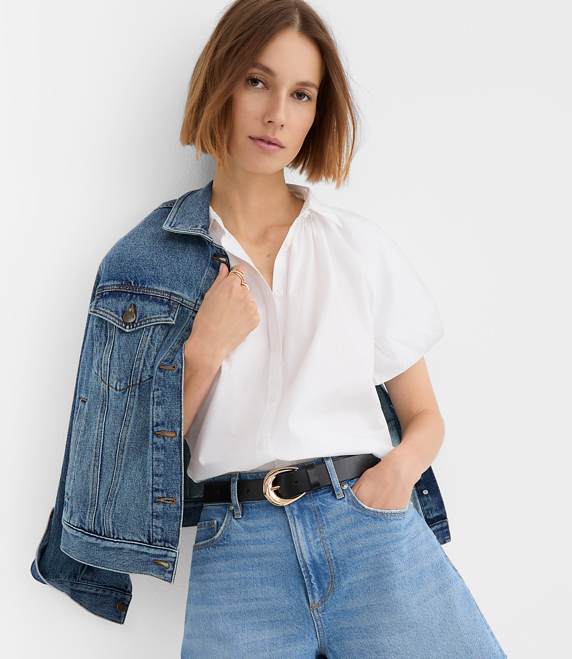 Poplin Bubble Sleeve Shirt