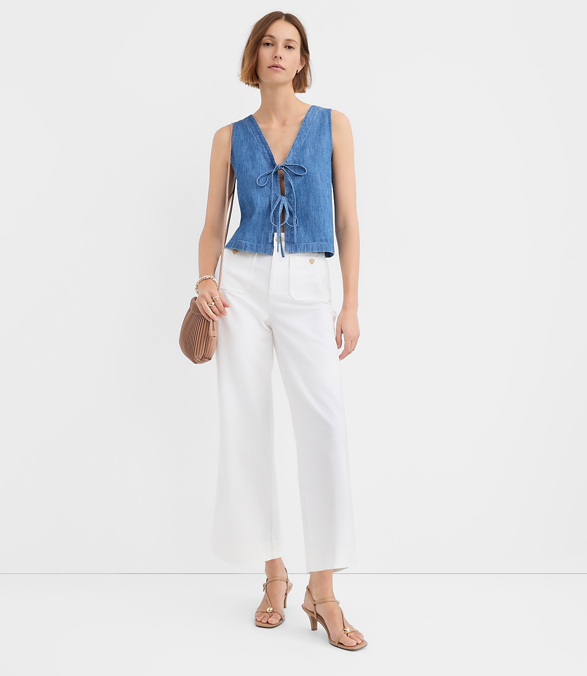 Petite Chambray Bow Vest Top
