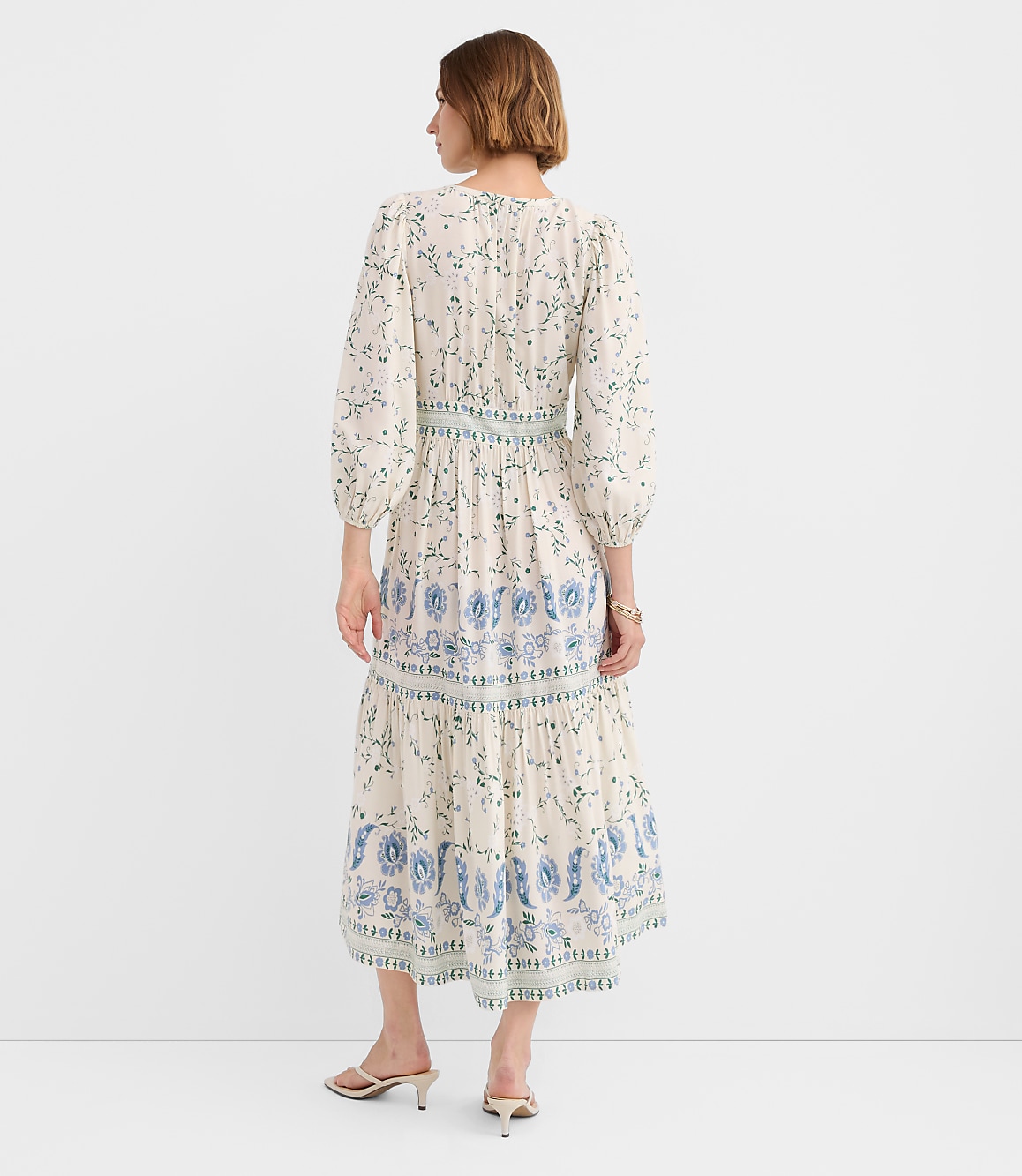 Petite Border Floral Flounce Midi Dress