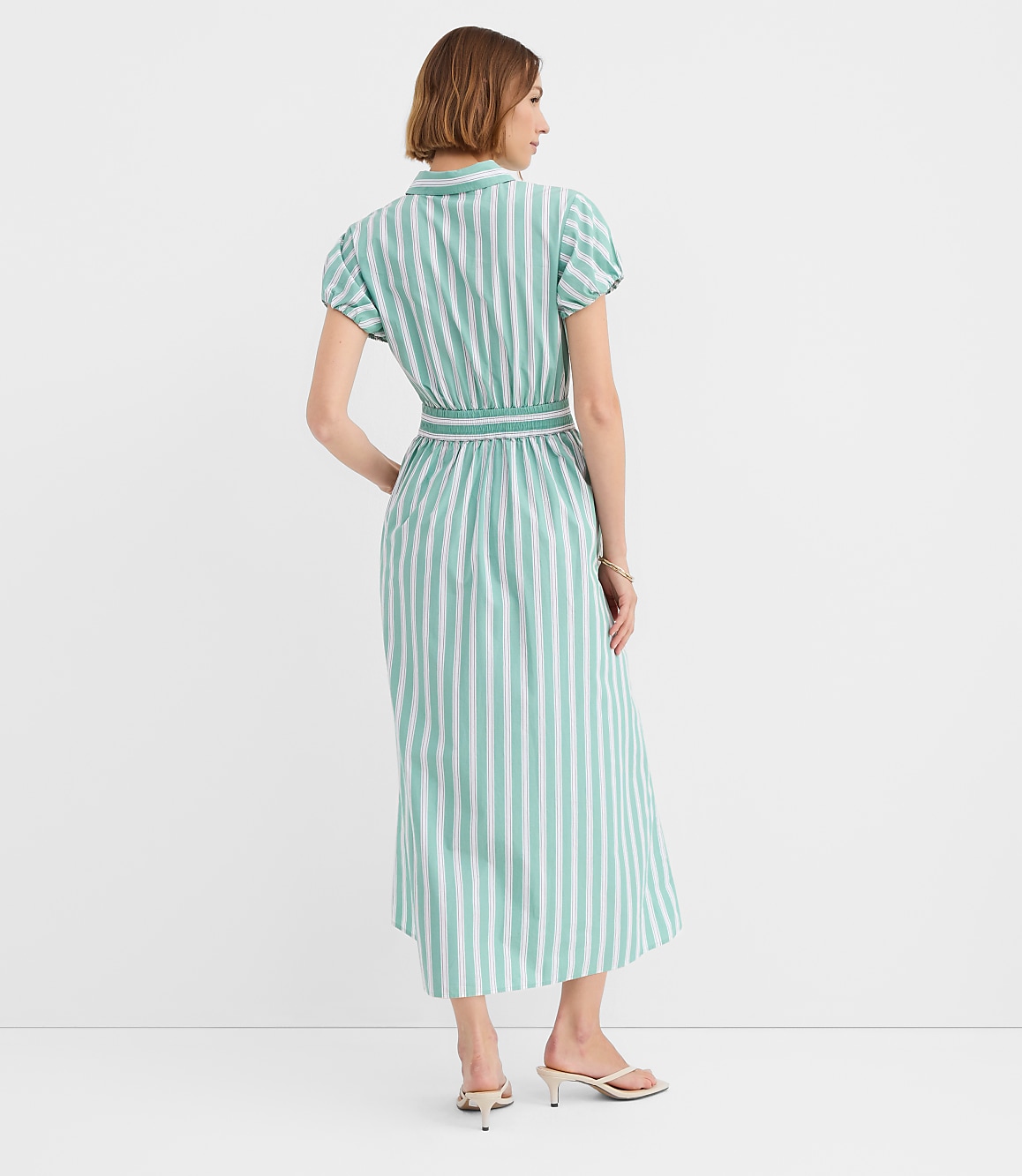 Tall Striped Poplin Twist Midi Pocket Shirtdress