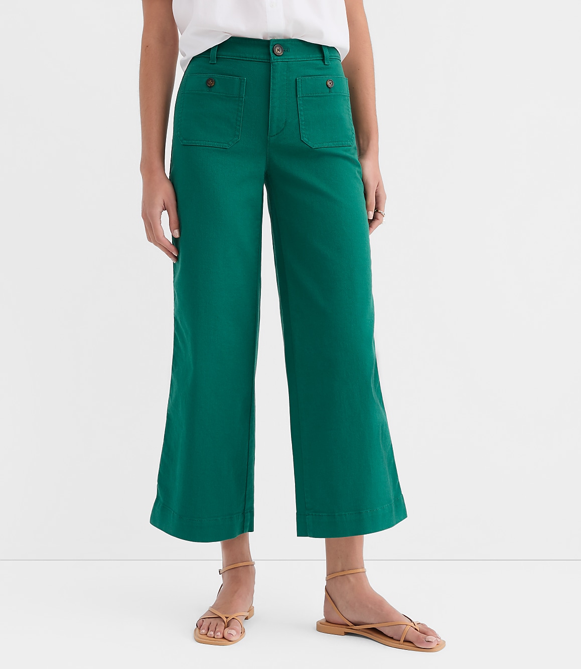 Petite Palmer Wide Leg Crop Pants in Twill