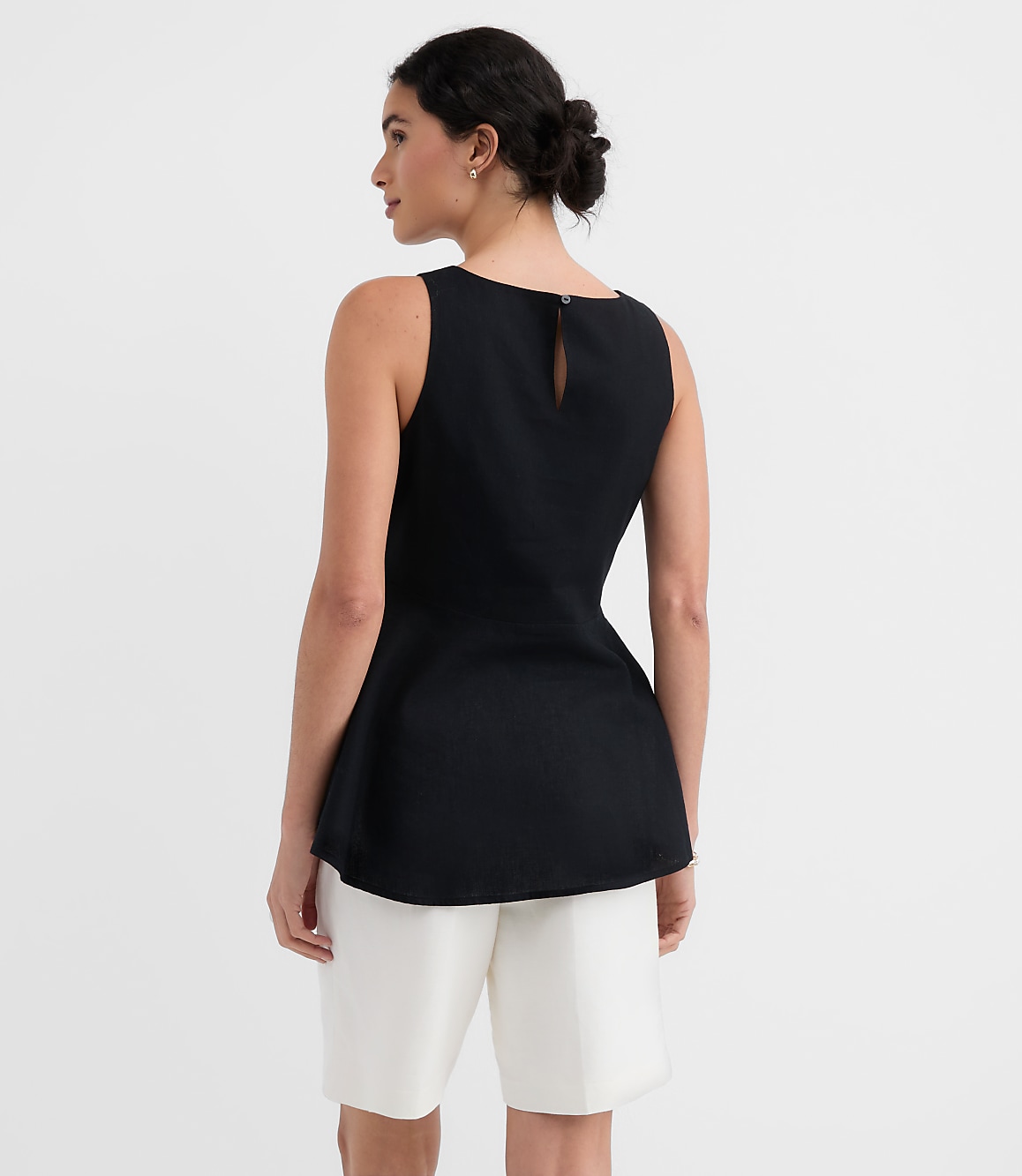 Petite Linen Cotton Peplum Top