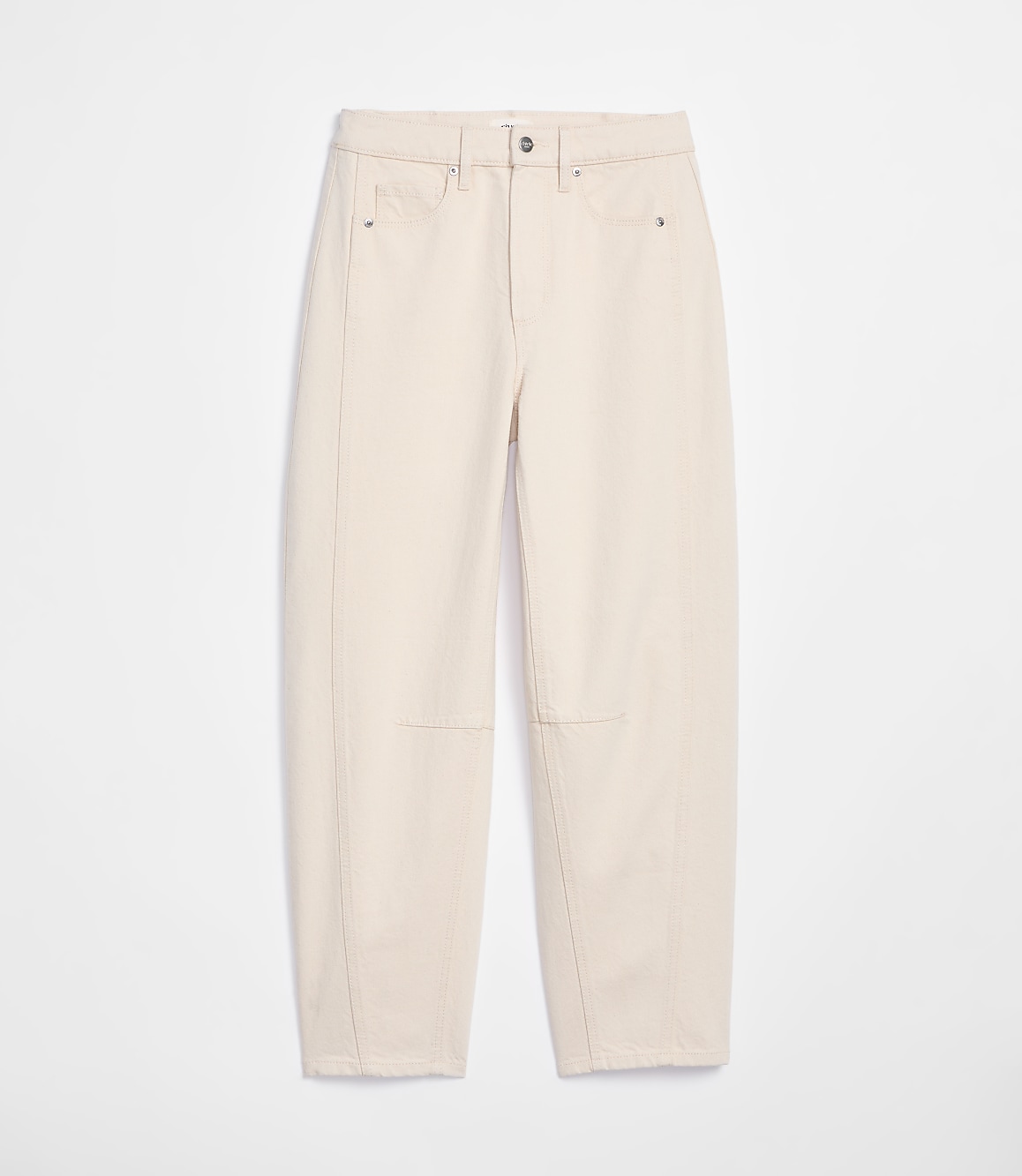Rivete Tall Curvy Seamed High Rise Barrel Jeans in Ivory