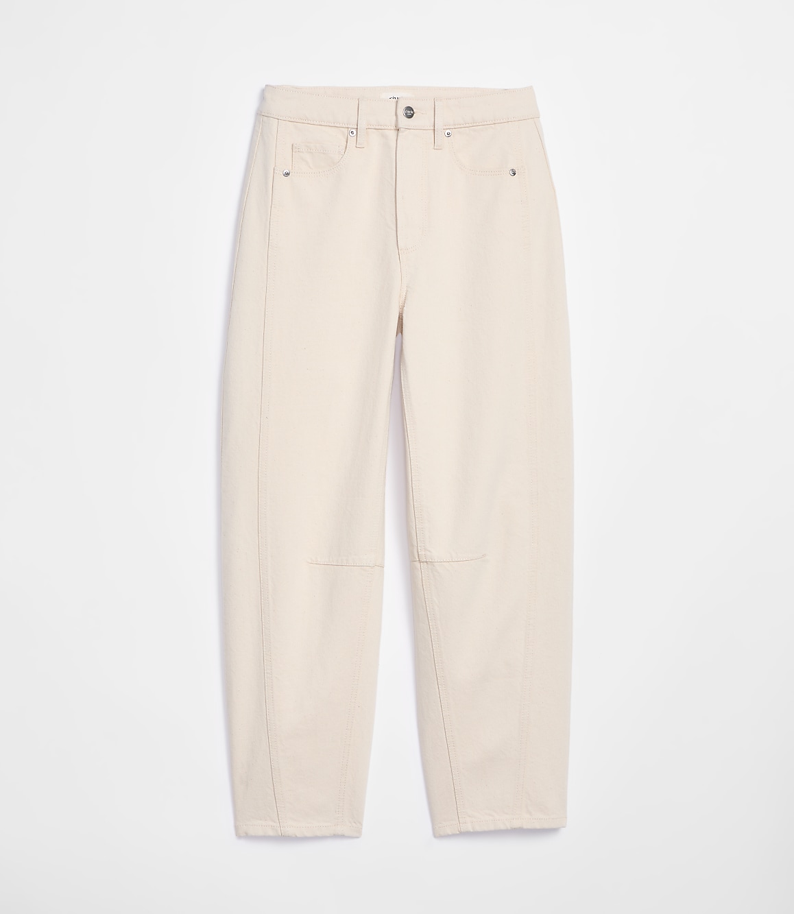 Rivete Tall Seamed High Rise Barrel Jeans in Ivory