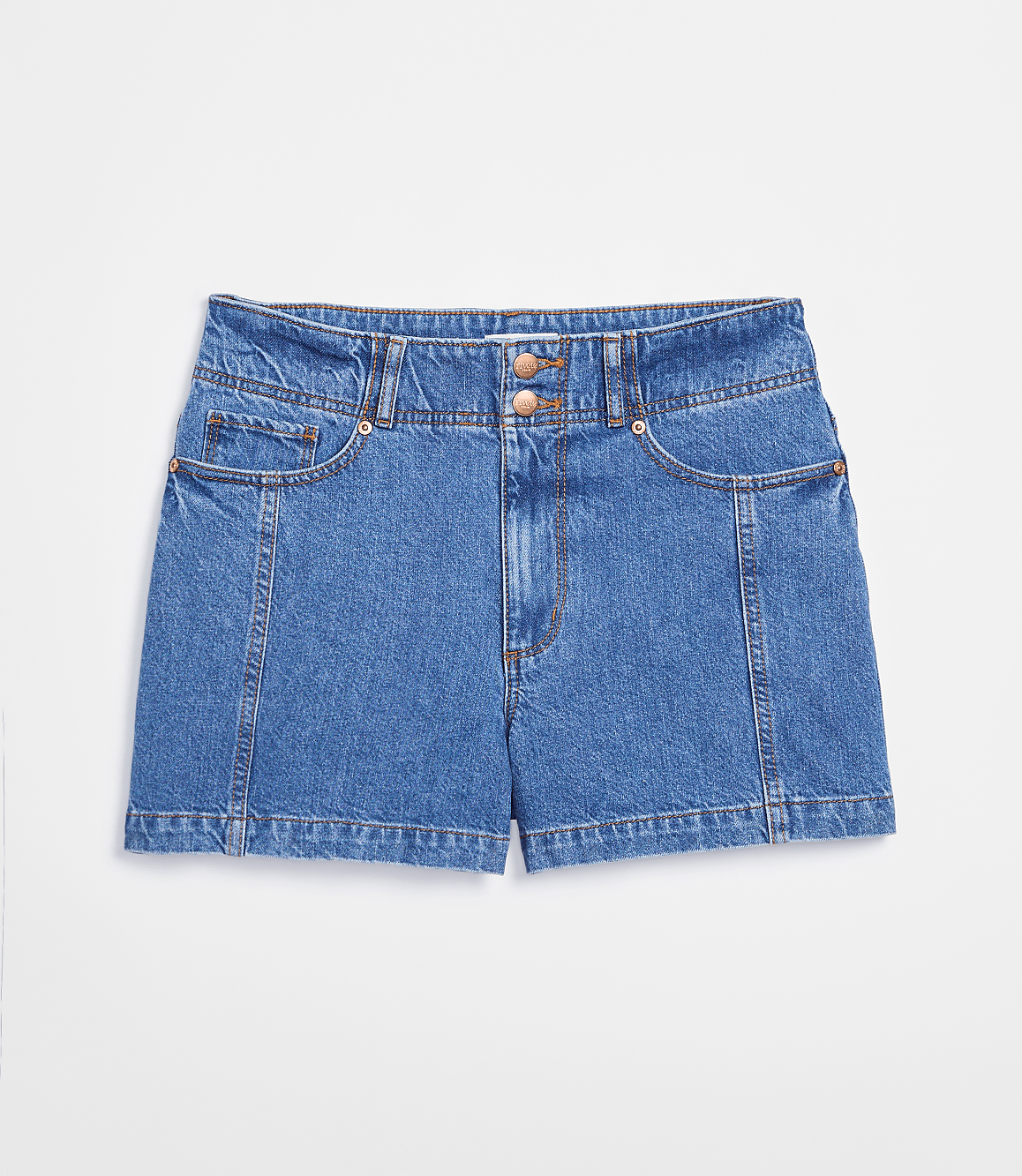 Rivete Tall Double Shank High Rise Denim Shorts in Dark Wash