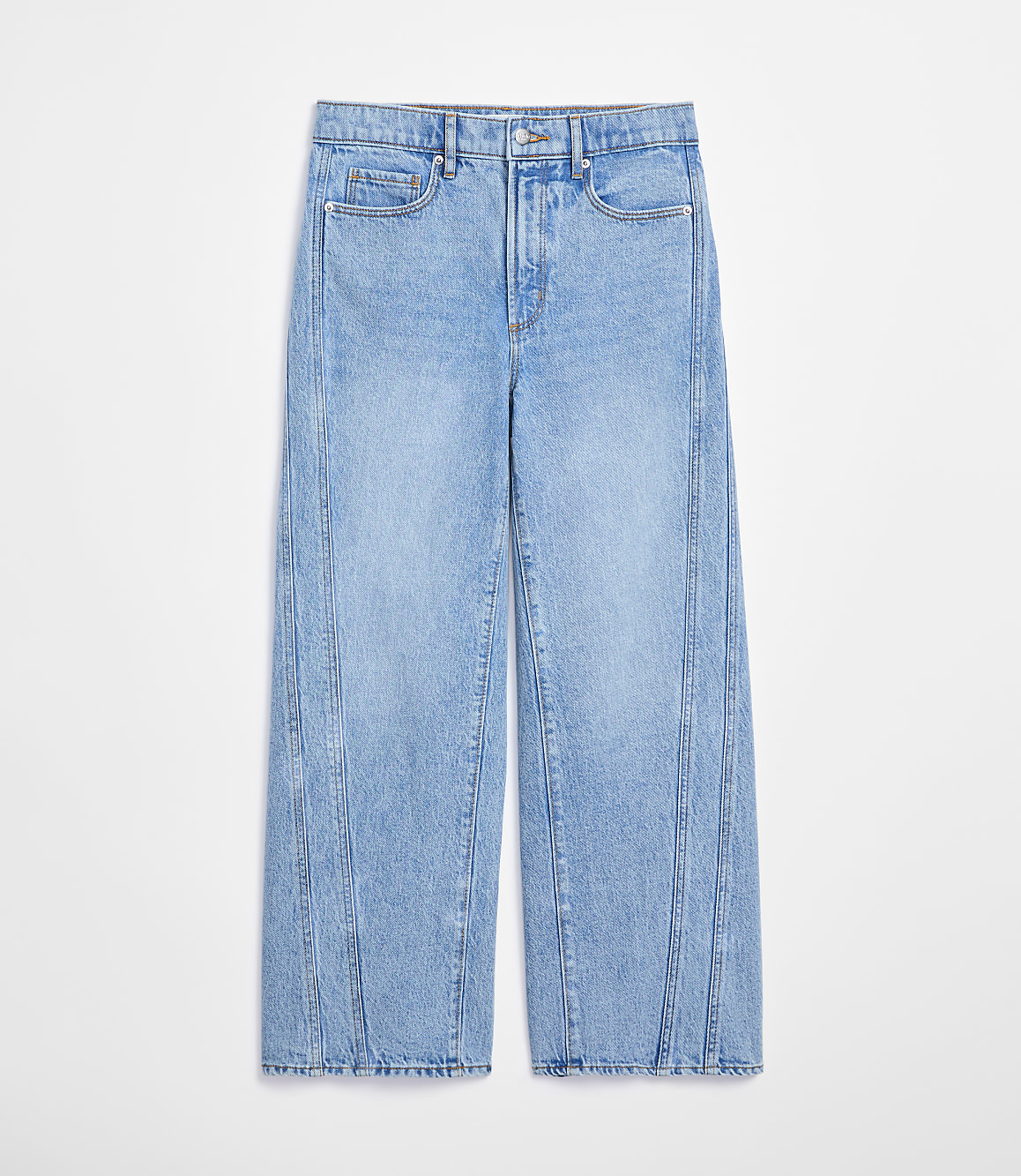 Rivete Twist Seam High Rise Wide Leg Crop Jeans in Original Medium Stone Wash