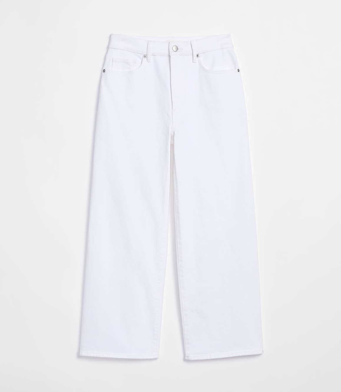 Rivete Petite Curvy High Rise Wide Leg Crop Jeans in White