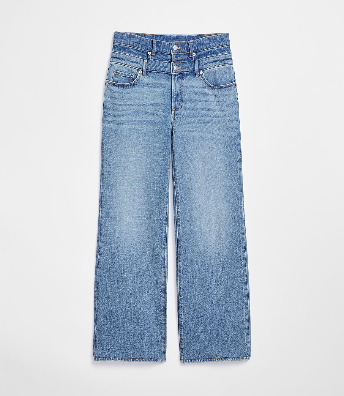 Rivete Double Waisted High Rise Wide Leg Jeans in Light Wash