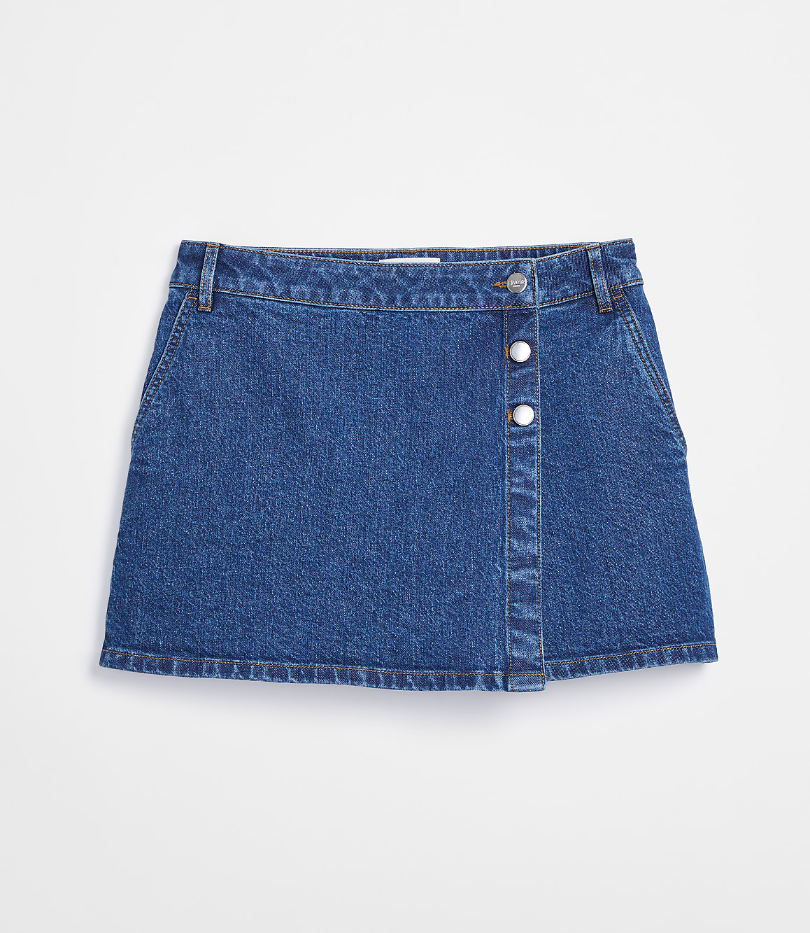 Tall Denim Wrap Skort in Medium Stone Wash