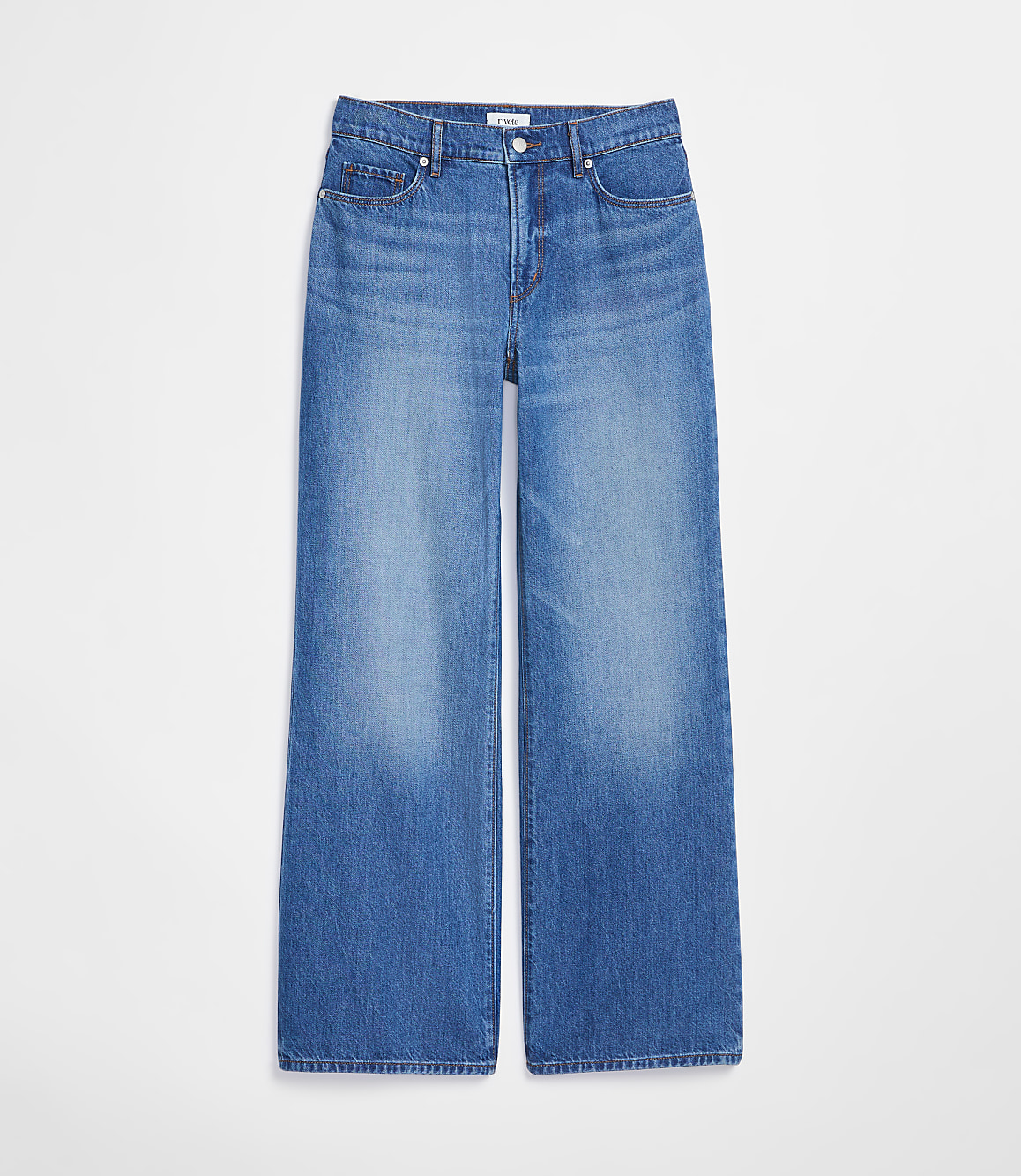 Rivete Mid Rise Wide Leg Jeans in Vintage Dark Wash